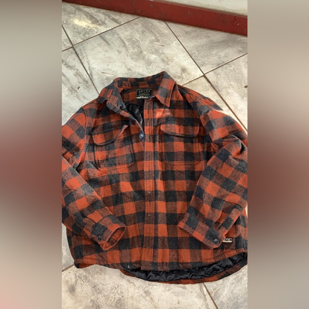 Jachs Orange & Black Buffalo Plaid Shirt Jacket